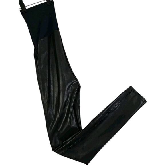 SPANX Mama Maternity ~Women's Size S/P~ Black Faux Leather Leggings Stretch. - Picture 13 of 13